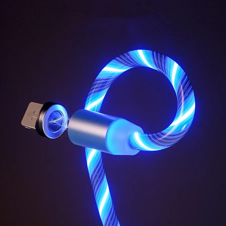 

for iPhone Lightning Flow Luminous Lighting Magnetic for Samsung Micro USB for Huawei Type C Charger Fast Charging Magnet