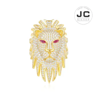 

New Fashion Charms Silver Plated Original Copy Jewelry,Yellow Lioness Statement Ring With Red Stone For Women With Mono Logo