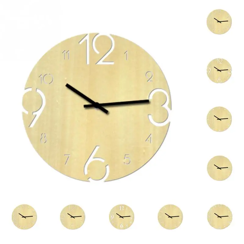 24CM Kitchen Wooden Living Room Fashion Wall DIY Watch Clock Digital Home Decor