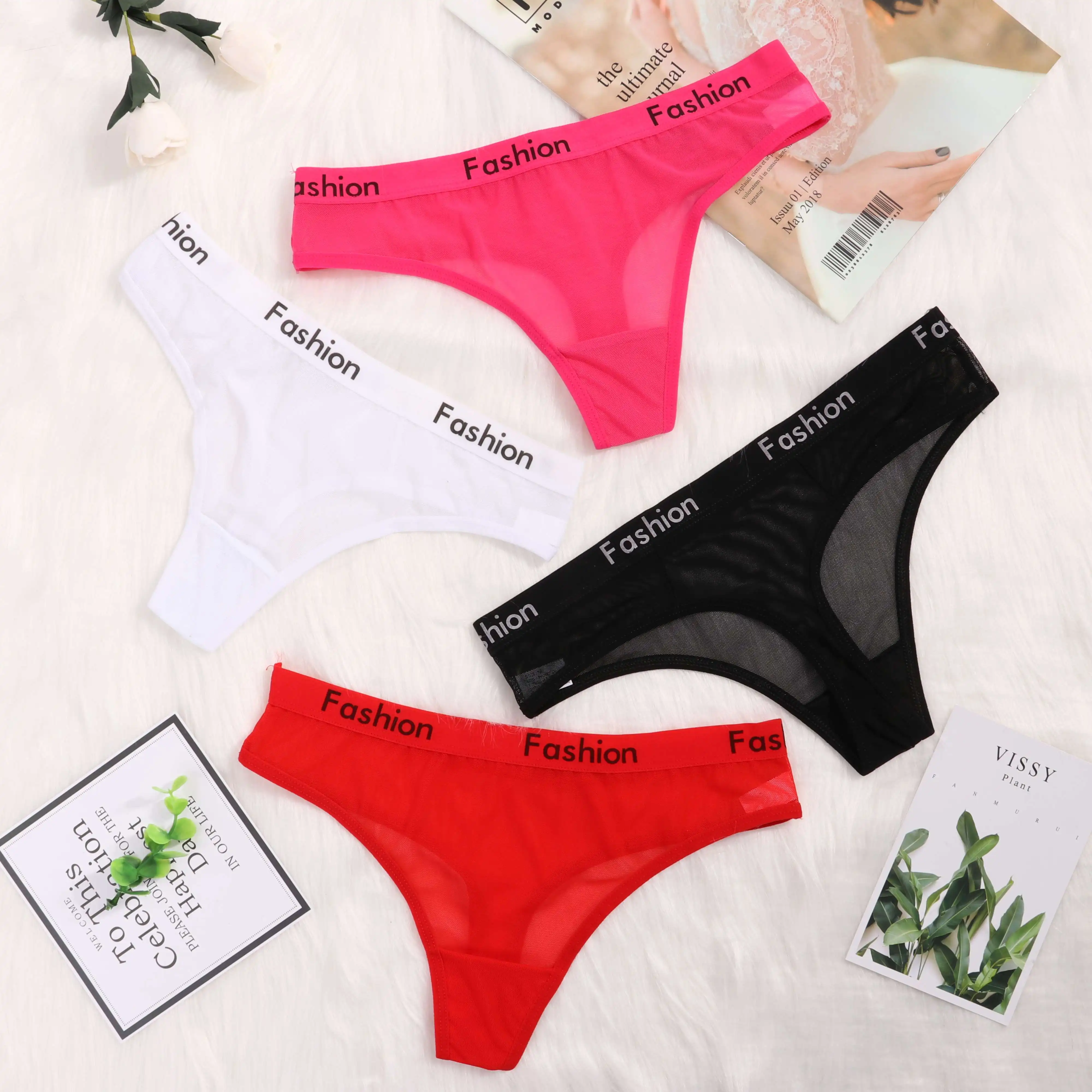 

Wrap Design Sexy Ladies Cotton Mesh Transparent Panty Thongs String Intimates Fashion Low-Rise Women Underwear g string Hot