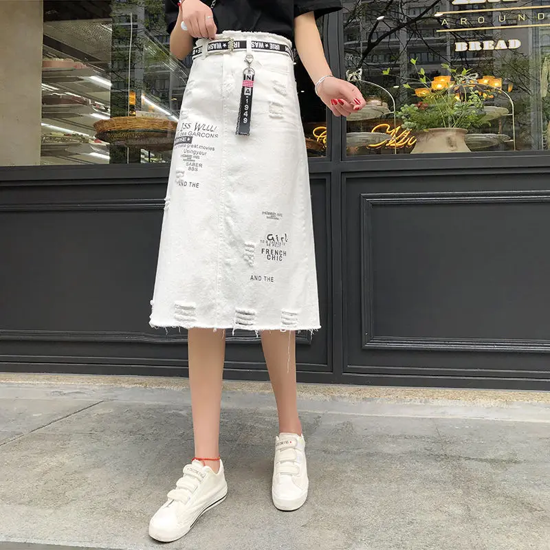Denim Skirts Long White Shirts White Denim Skirts Women Denim Skirt