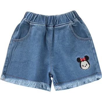 

New Summer Baby Girls Shorts Casual Blue Middle Elastic Waist Cotton Regular Short Demin Pants For Child Cute Clothes 4 5 6 7 10