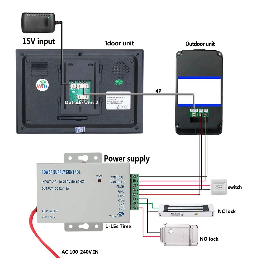 7 дюймов 2 монитора беспроводной Wifi RFID пароль видео телефон двери дверной звонок Домофон Система с проводным IR-CUT 1080P Проводная камера