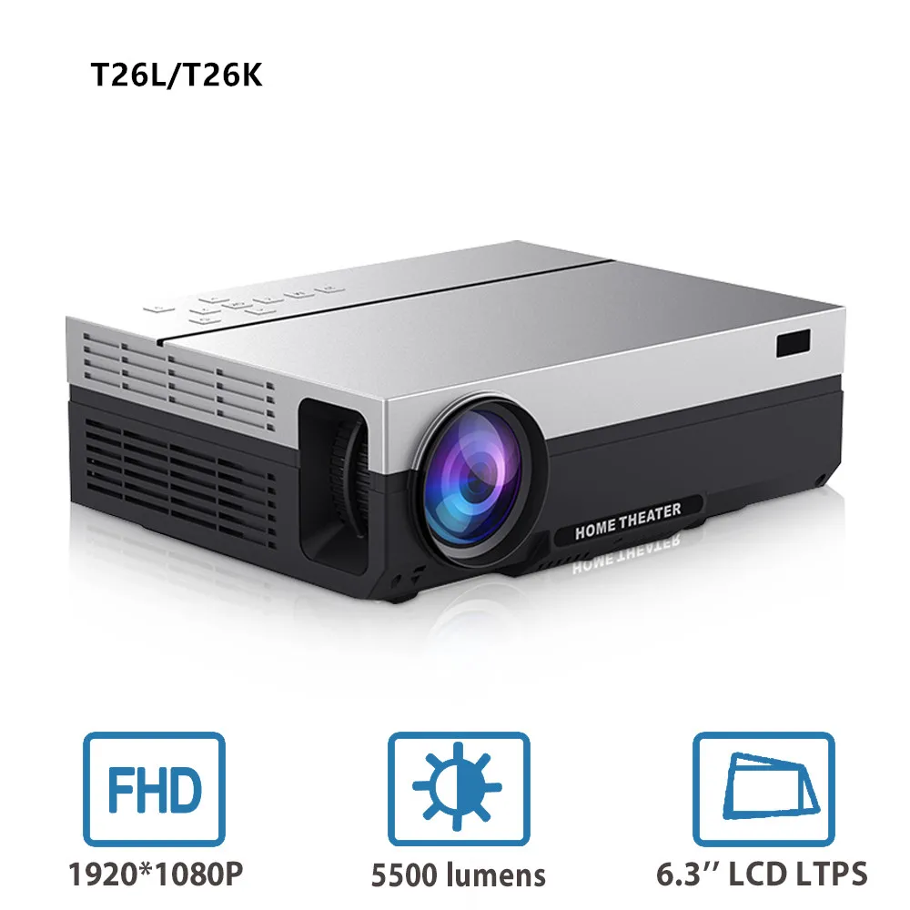 Светодиодный проектор T26L T26K 1080p full HD видеопроектор 5500 люмен FHD 3D домашний