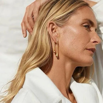 

2020 New Fashion Gold Silver Color Asymmetry Metal Double Water Drop Earrings for Women Fashion Jewelry brinco