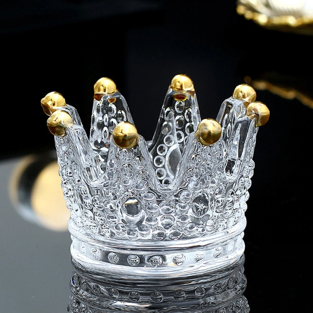 Makeup Sponge Holders Dresser Cosmetic Washable Practical Display Crown Shape Storage Transparent Puff Ashtray Glass Bathroom