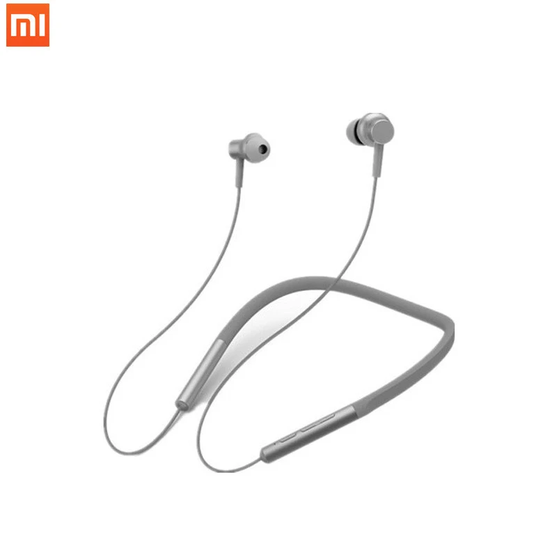 Xiaomi ожерелье с Bluetooth наушники воротник гарнитура Беспроводные спортивные наушники микрофон музыка модные наушники для телефона - Цвет: Серый