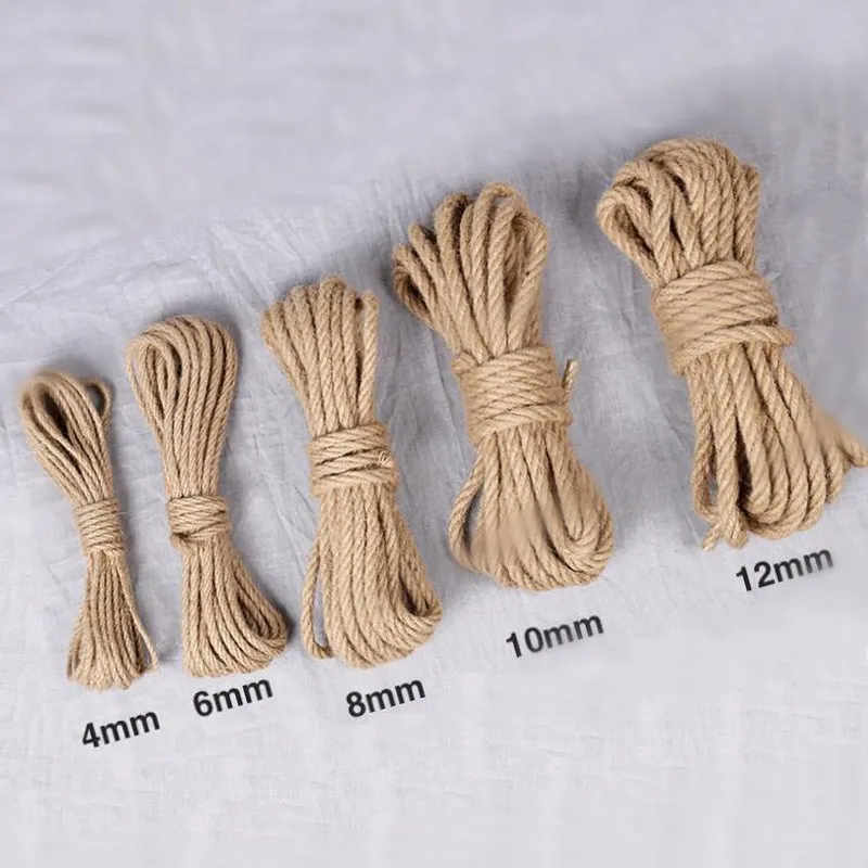 1-12mm Natural Burlap Jute Twine Cord Hemp Retro Rope String for DIY  Handmde Craft Gift Packing Wedding Home Decoration