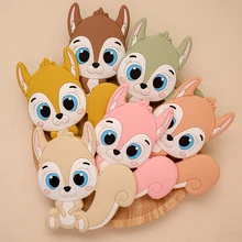 

5 Pcs Baby Silicone Teether Rodent Cartoon Squirrel Teething Toy DIY Pacifier Clips Food Grade Silicone Pandents BPA Free