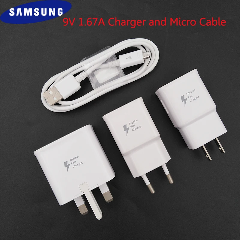 Оригинальное быстрое зарядное устройство Samsung 9V 1.67A EU/US/UK переходник для