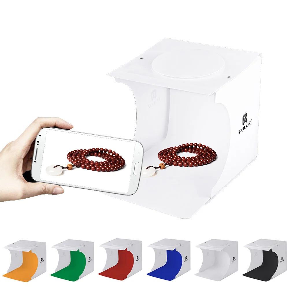

8inch 20x20cm Foldable Camera Photo Studio Box LED Panel Table Lighting Tent Photography Light Tent Kit with 6 Color Backdrops