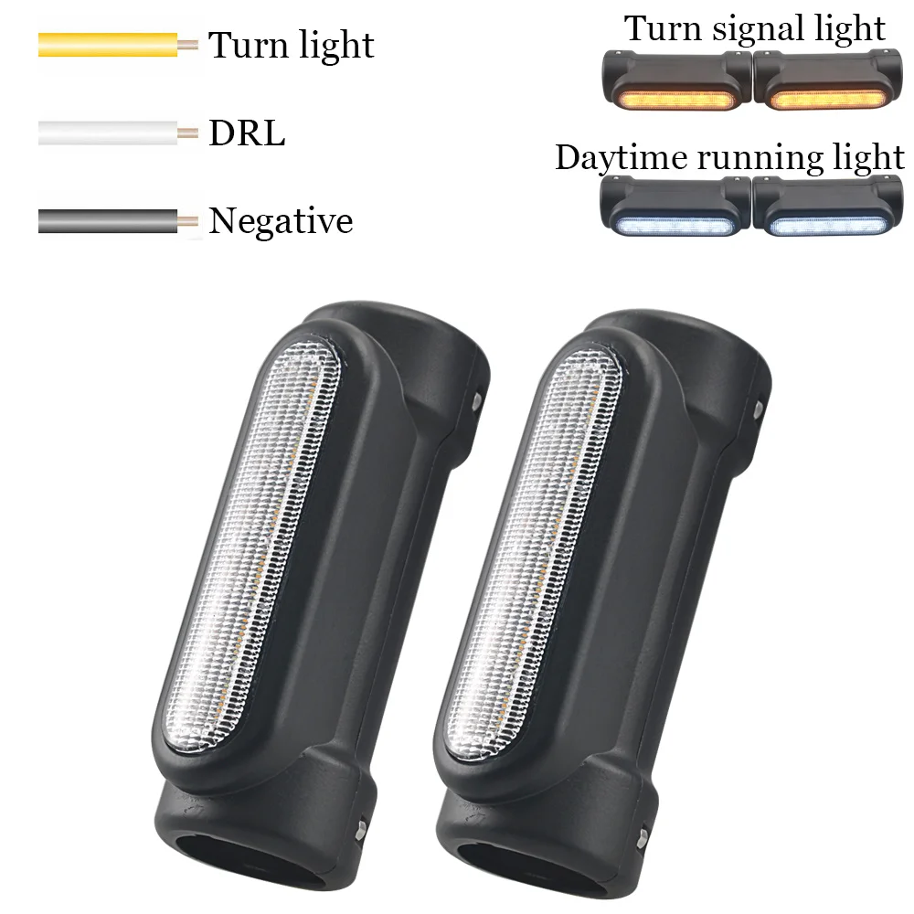 

Motorcycle Highway Crash Bar LED Light White DRL Amber Turn Signal Clear Smoke Lens For Harley Touring Custom
