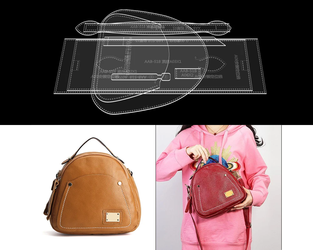 Handmade Leather Diy Shoulder Messenger Bag Acrylic Paper Grid Pattern Art Production Template Version Drawing Board | Дом и сад