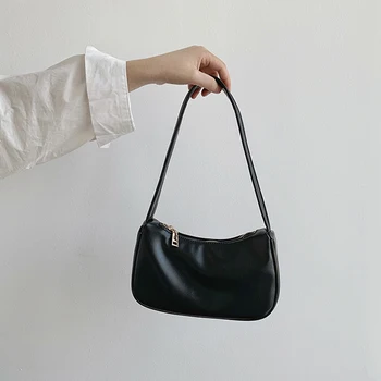 

New Simple Large Capacity Women's PU Leather Handbags Shoulder Zipper Casual Lady Dumpling Lady Totes Small Flap Cluth Bags Sac