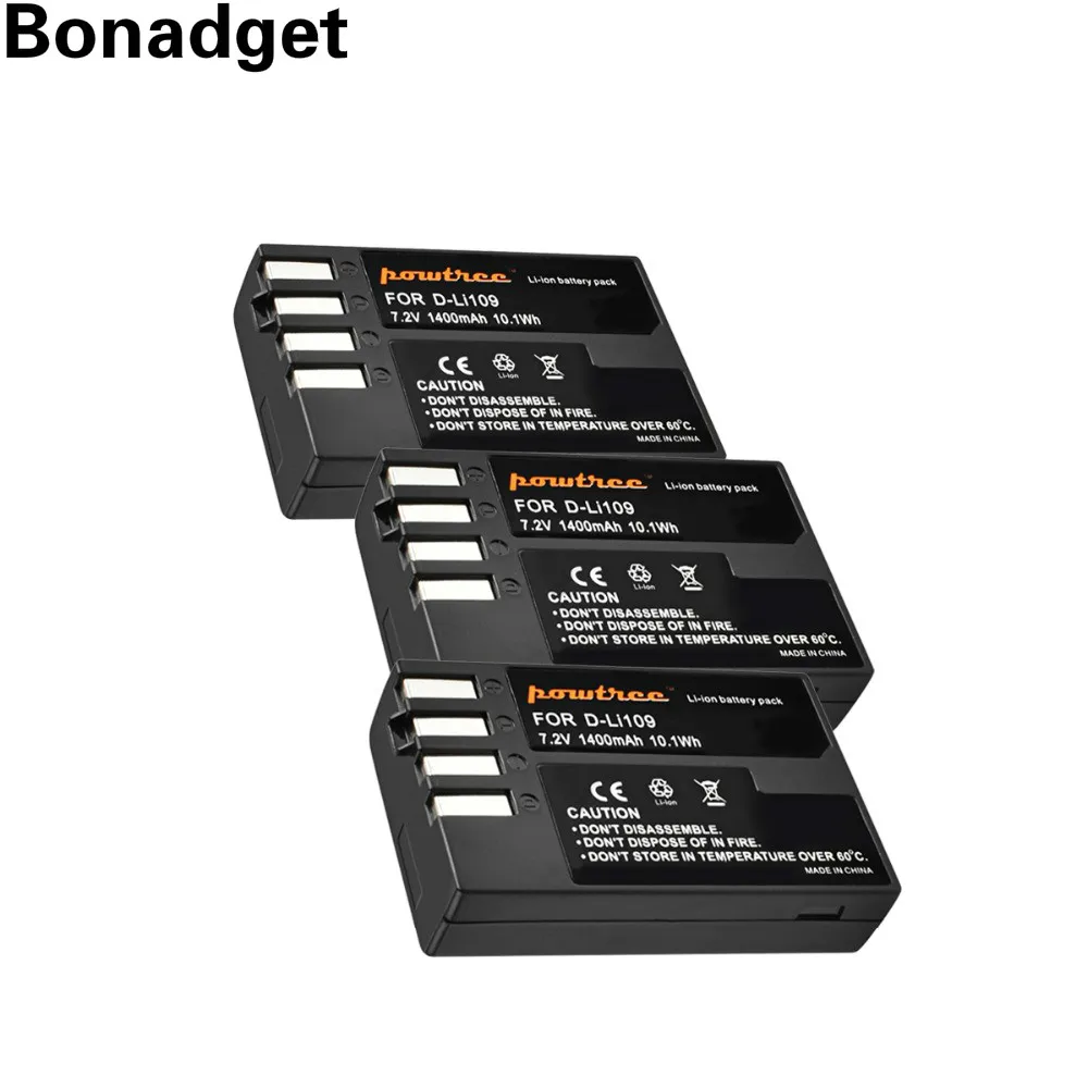 Bonadget 7,2 V 1400 мА/ч, литий-ионный Аккумулятор akku емкостью DLI109 D-LI109 D LI109 Камера Батарея для PENTAX K-R K-2 KR K2 KR K30 K50 K-30 K-50 K500 K-500
