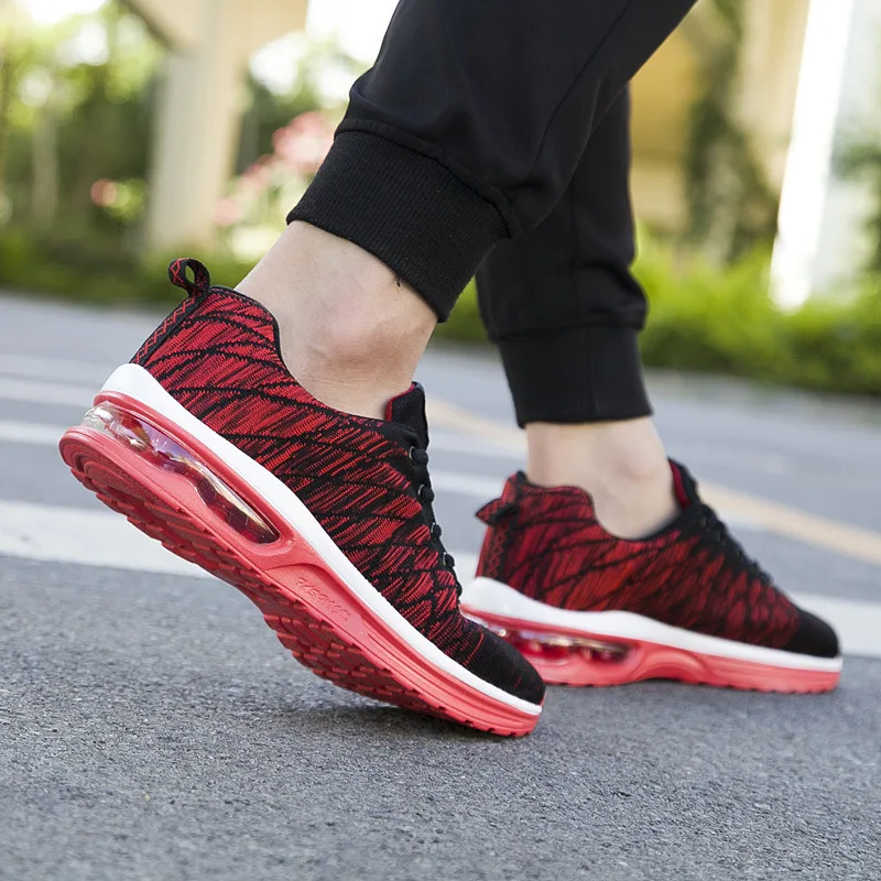 

Men Athletic Shoes Breathable Mesh Fly Woven Running Shoes Air Cushion Shock Absorption Men's Lightweight Mesh Shoes Students Ru