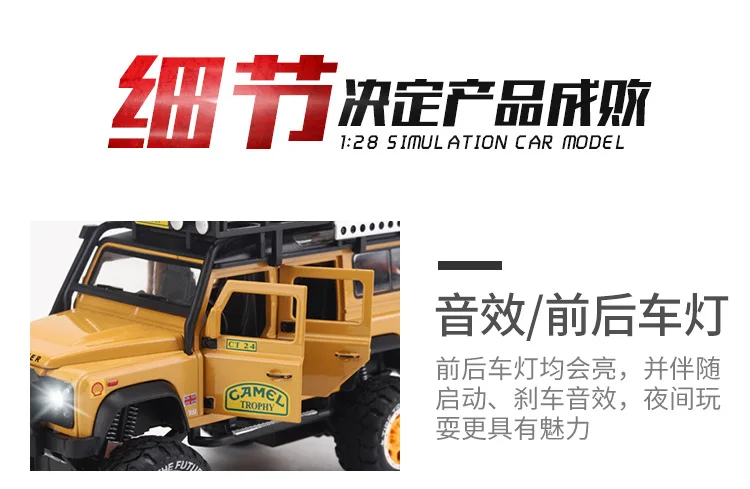 1/28 Diecasts& Toy транспортные средства Кубок с верблюдом Defender модель автомобиля со звуком и светом коллекционная машинка игрушки для детей подарок brinquedos