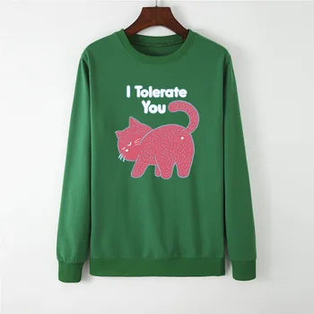 

Harajuku Cat Women Sweatshirt Autumn Funny Animal Pullover Casual Korean Streetwear Tops Large Size Clothes Cartoon Kpop Hoodies