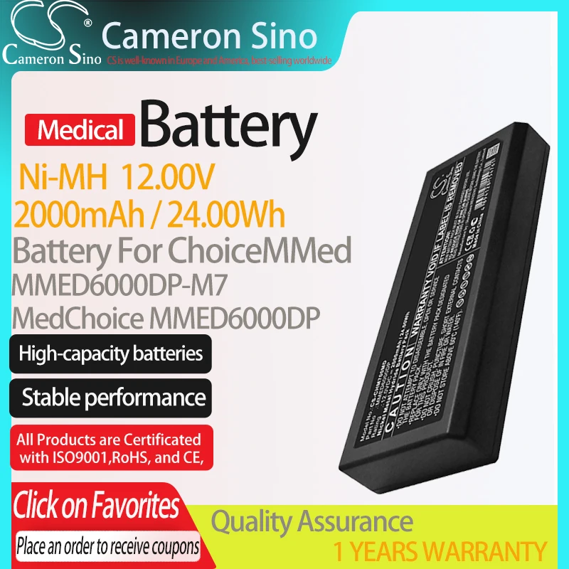 

CameronSino Battery for ChoiceMMed MMED6000DP-M7 fits MedChoice MMED6000DP Medical Replacement battery 2000mAh/24.00Wh 12.00V