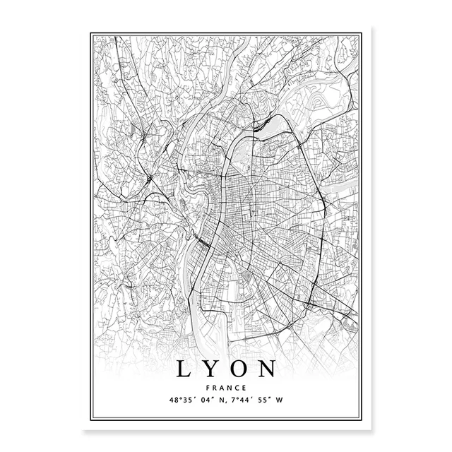 France City Map Paris Lyon Marseille Montpellier Nice Strasbourg Toulouse Posters Canvas Paintings Prints Home Interior Decor PICTURE A