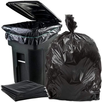 

50 Pcs/Set Big Capacity Trash Bag Heavy Duty 15 Gallon Extra Large Commercial Trash Bag Garbage Yard Black Hotel Market TrashBag