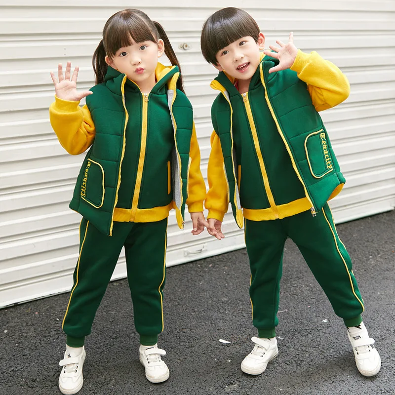 

Winter Kindergarten Suit Autumn Thick Young STUDENT'S School Uniform Kindergarten Winter 2019 Business Attire Zip-up Shirt Child