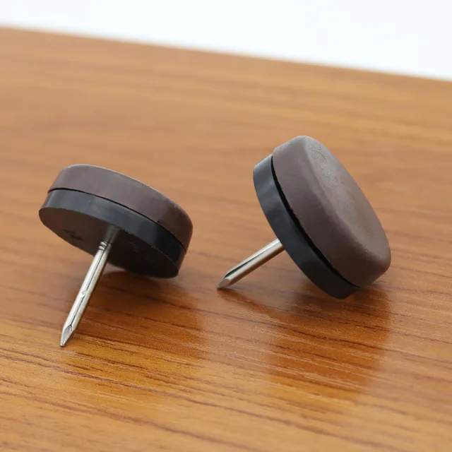 KK&FING 20 PCS Chair Table Furniture Leg Bottom Feet Plastic Pads Glides Skid Nail Wood Floor Furniture Protector Noise Killer brown 24mm