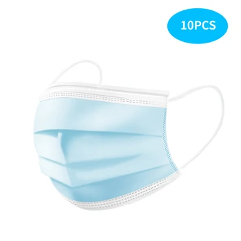 

10Pcs/50Pcs Disposable Face Mask 3 Layers Mask Non-woven Disposable Anti-dust Safe Breathable Masks