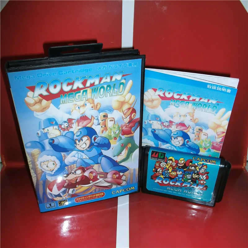 MD games card-RockMan-Mega World Япония чехол с коробкой и руководством для MD MegaDrive Genesis видеоигровая консоль 16 бит MD card