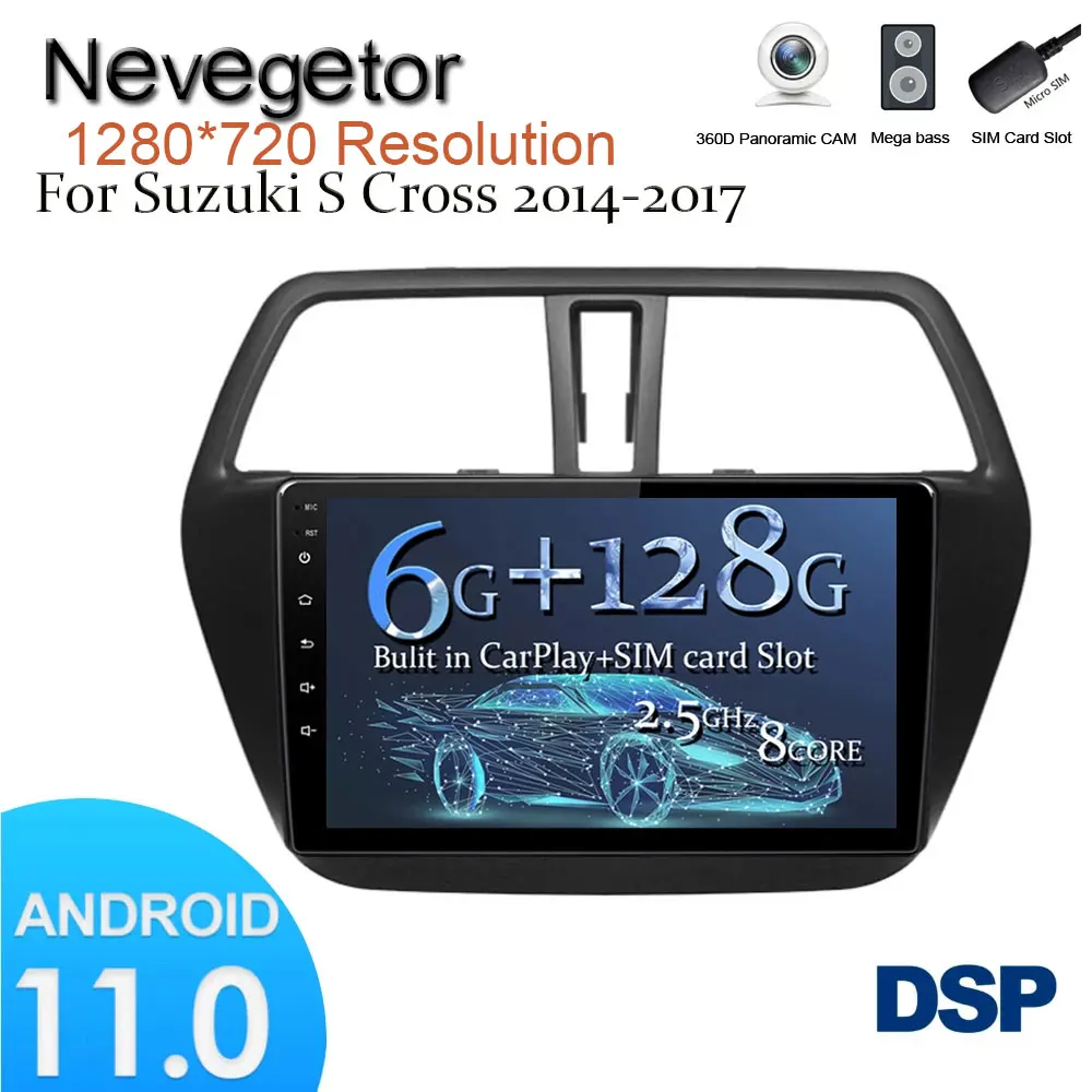 4G LTE Android 11 0 Автомобильный gps мультимедийный видеоплеер в тире для Suzuki S-cross 2014 null 2017