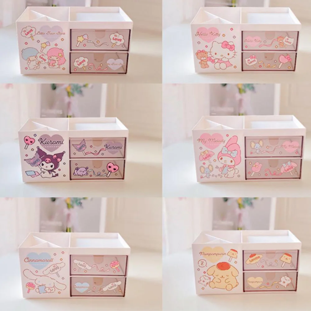 17 см Kawaii My Melody Kuromi Cinnamoroll Sanrio плюшевый мультяшный милый Рабочий стол с двумя