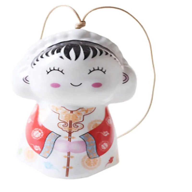 

Creative ethnic style ceramic wind chimes Bride and groom wind chimes Jingdezhen wind chimes decorative ceramic ornaments studen