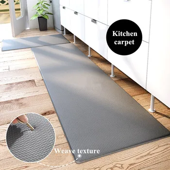 

European style Elegant Kitchen leather floor mat Non-slip oil-proof Stain resistant Home No wash Long kitchen carpet foot pad