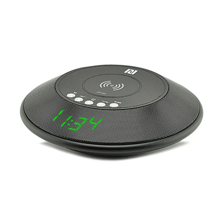 Беспроводной Bluetooth динамик QI Беспроводное зарядное устройство с fm-радио NFC будильник для iPhone samsung FKU66
