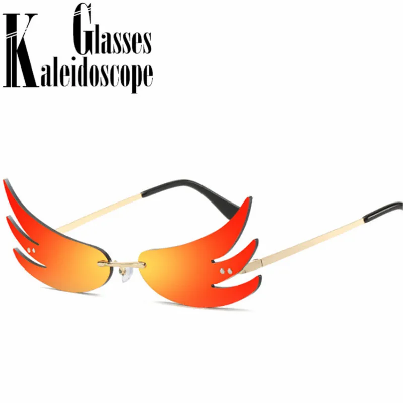 

Vintage flame Sunglasses Women Men Luxury Brand Designer Rimless Sun Glasses 2020 Fashion Retro Party Eyeglasses Ladies UV400
