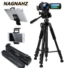 55 дюймов телефон/Камера Штатив Профессиональный Портативный путешествия Алюминий Выравнивающая база для штатива с держателем для мобильного телефона для iPhone iPad Мобильный Dslr мовиль