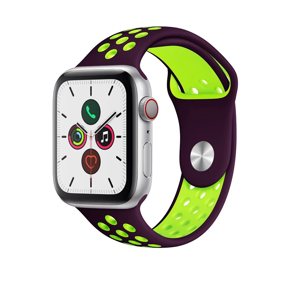 purple green Силиконовый ремешок pulseira для apple watch band 4(iwatch 5) 44 мм 40 мм apple watch 3 2 1 ремешок 42 мм 38 мм - Цвет ремешка: purple green