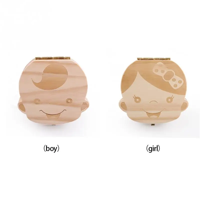 Lovely Girl /Boy Image Wooden Fetal Milk Box Hair Collection Recording Baby Souvenirs Baby Save Teeth Tooth Box Growth Baby