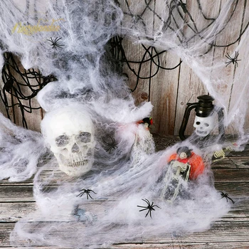 

NICROLANDEE Halloween Fake Spider Webs & Webbing - Colorful Stretchy Cobwebs for Halloween Party Outdoor Indoor Home Decorations