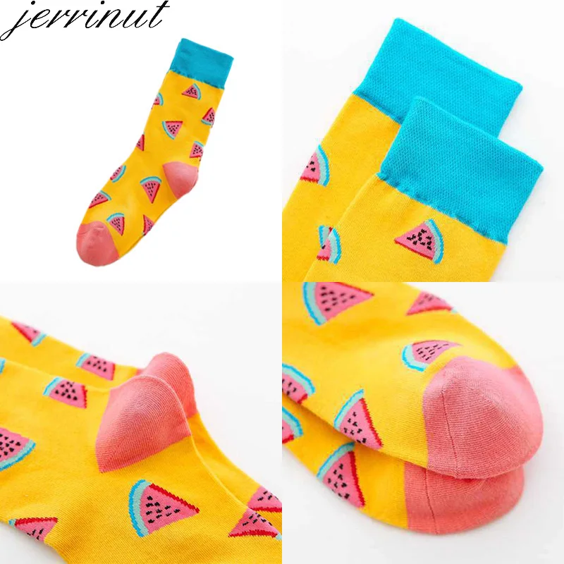 Warm Cotton Women Funny Socks With Print Cute Colored Happy Socks Autumn Winter Fashion Harajuku High Quality Crew Socks 1 Pair