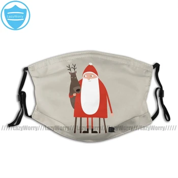 

Santa Claus Mouth Face Mask Santa And His Reindeer Facial Mask with 2 Filters Adult Beautiful Fashion Mask