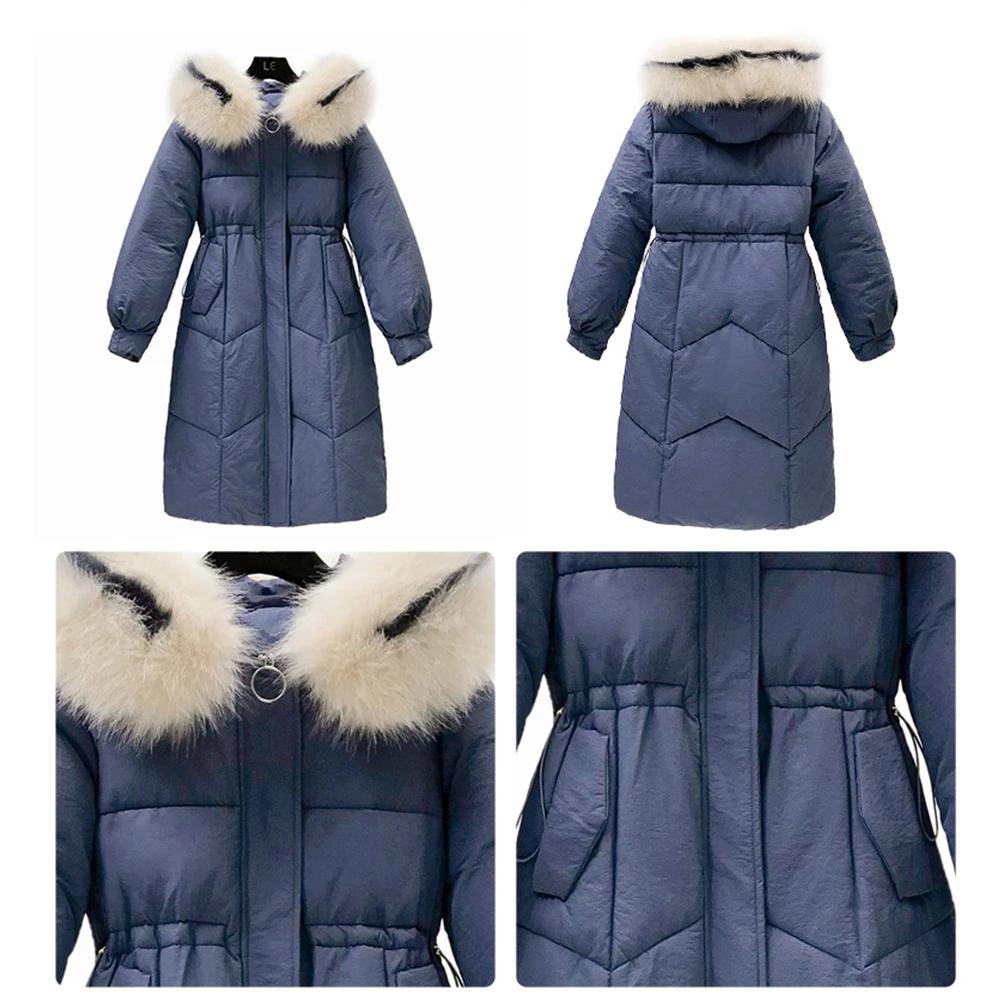 Helisopus размера плюс 3XL зимняя теплая парка женские куртки повседневная длинная куртка с шерстяным капюшоном Корейская стеганая куртка