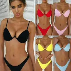 Sexy Women Bandage Push-up Padded Bra Bikini Set Swimwear Swimsuit Bathing Suit