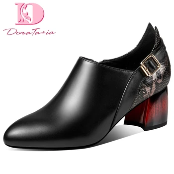

Doratasia 2020 Brand Design Elegant Genuine Leather Square Heels Office Ladies Pumps Women Shoes Woman