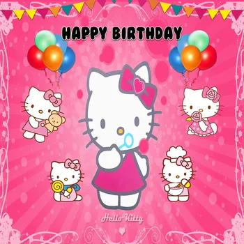 

Photography Background Baby Shower children Lovely Hello Kitty girl princess Backdrop Photo Studio