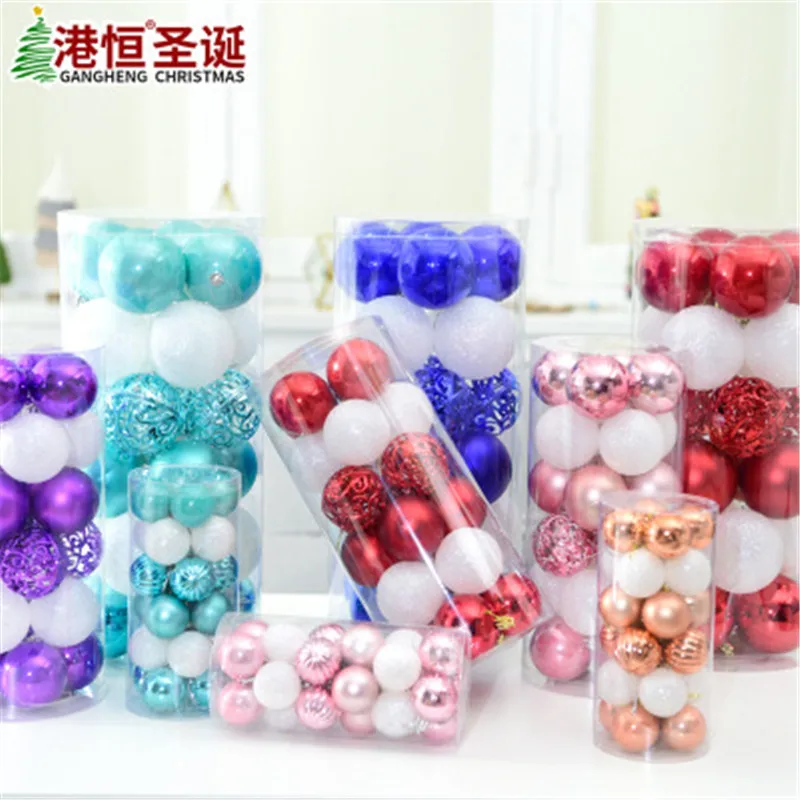 

24pcs/Barreled Christmas Balls High-gloss Colored Christmas Balls DIY Christmas Tree Decoration Balls Pendant