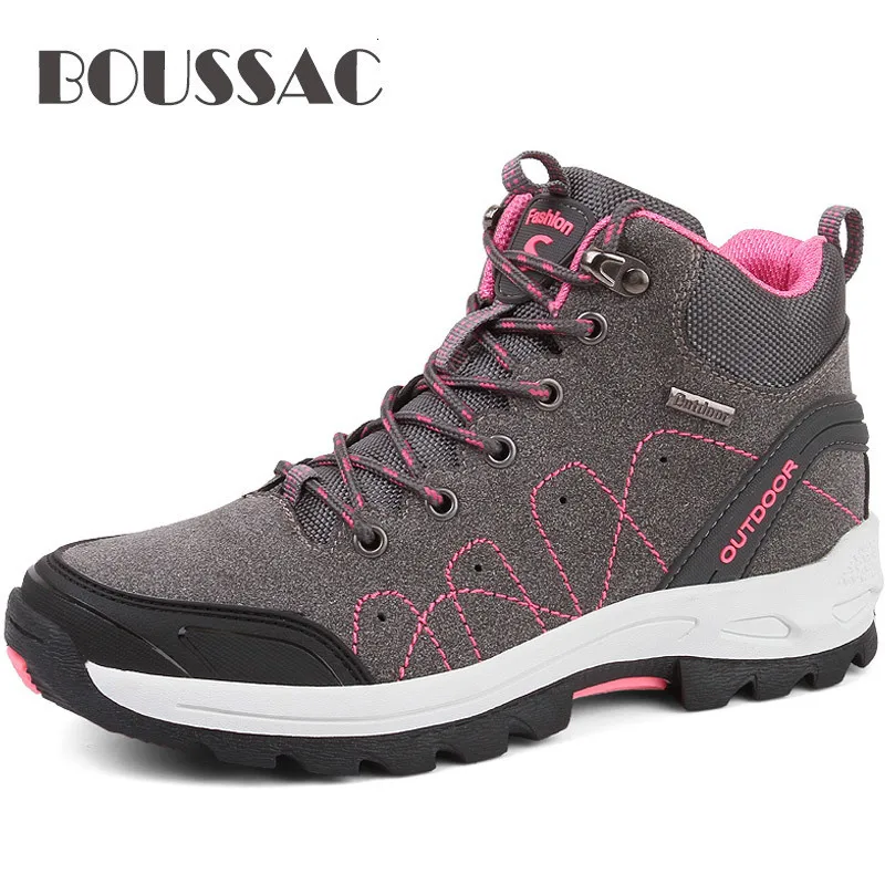 

BOUSSAC High Mountain Boots Women Trekking Boots Gray Female Hiking Shoes Woman Outdoor Shoes Tracking Sneakers Women