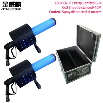 

Free Shipping 2pcs/lot Flight Case Packing Led Co2 Dj Gun Magic Confetti CO2 Jet Machine Led Co2 Confetti Cannon For Wedding Bar