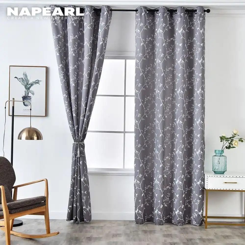 Napearl 1 Piece Elegant Panel Birds Jacquard Curtains For Living Room Widows Children Drops Modern Pastoral Thread Decoration Curtains Aliexpress