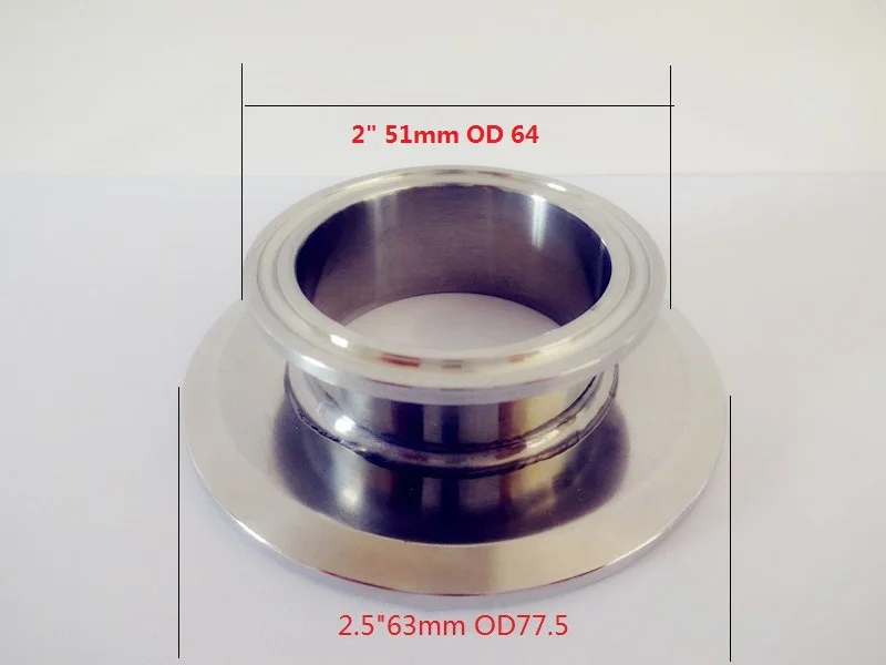Короткий тип три зажим редуктор "(51 м) OD64 x 2,5"(63 мм) OD77.5, санитарно нержавеющая сталь 304 Разъем
